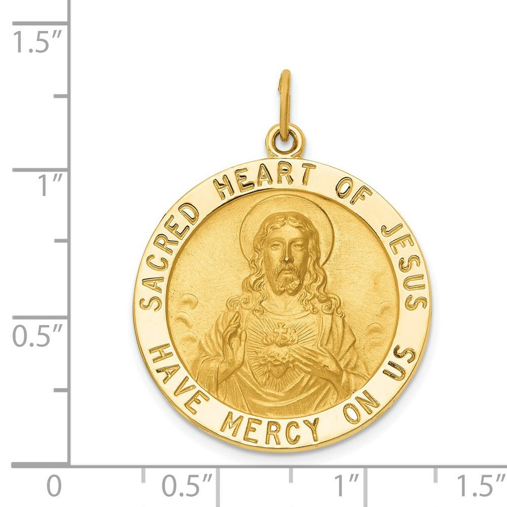 14K Yellow Gold Sacred Heart of Jesus Medal Pendant