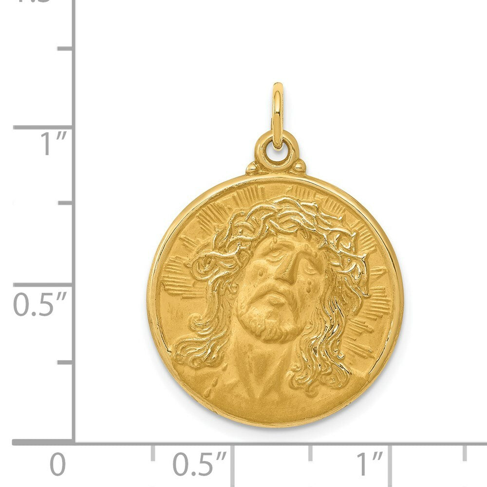 14K Yellow Gold Jesus Medal Pendant
