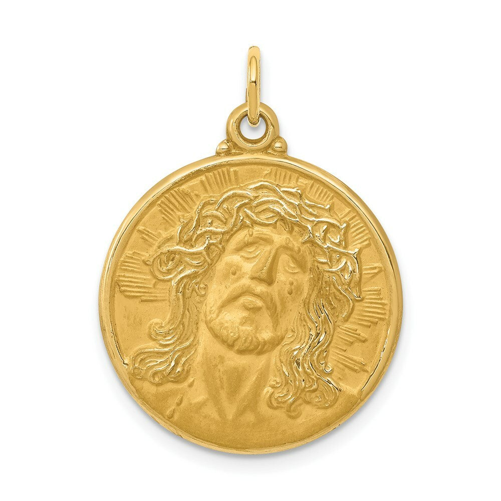 14K Yellow Gold Jesus Medal Pendant