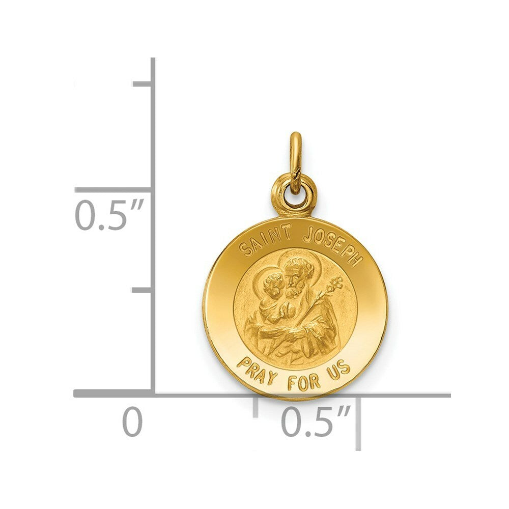 14K Yellow Gold Saint Joseph Medal Charm 11mm width