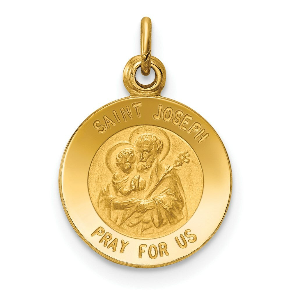 14K Yellow Gold Saint Joseph Medal Charm 11mm width