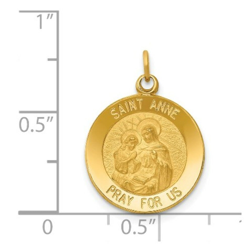 14K Yellow Gold Saint Anne Medal Charm Pendant