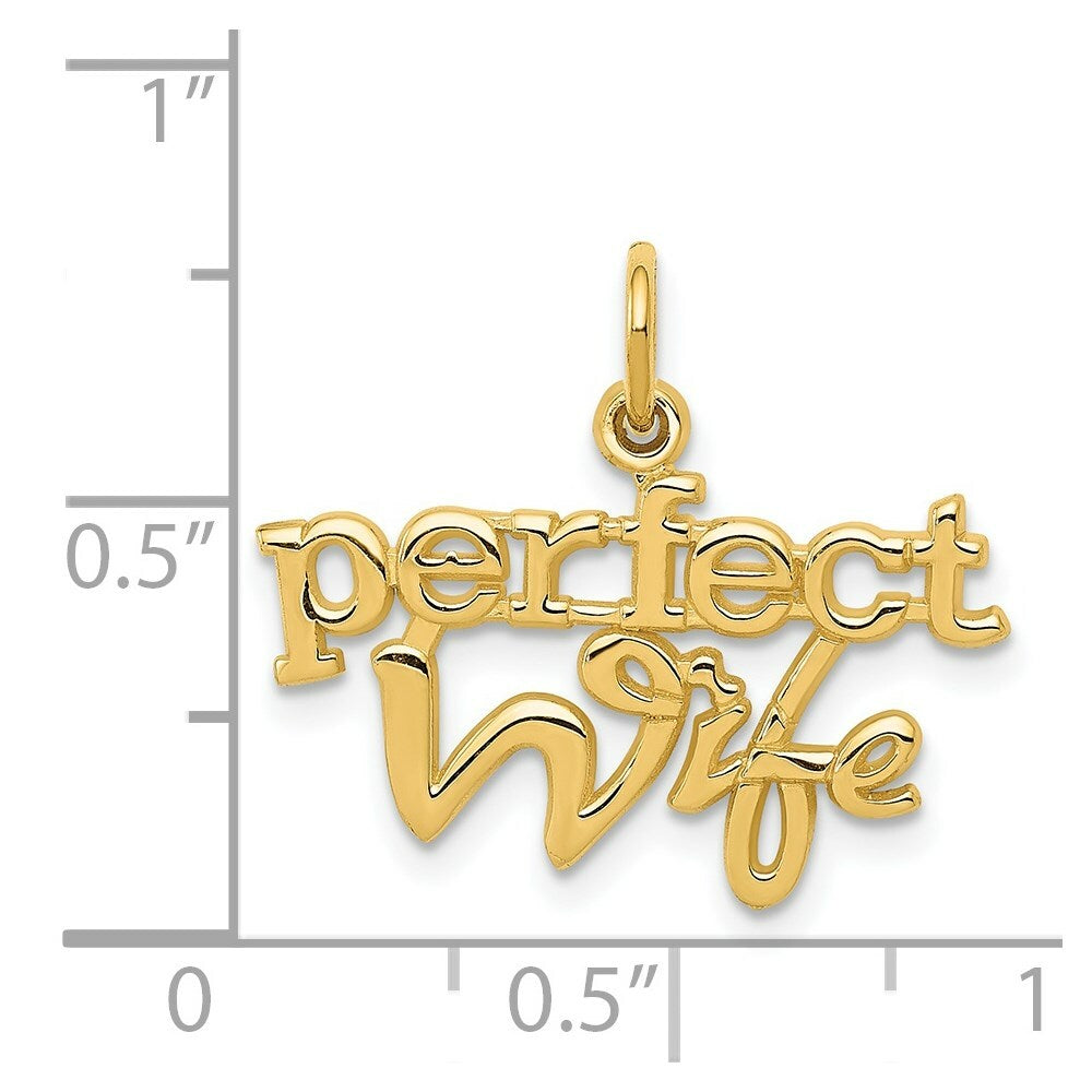 14K Yellow Gold Perfect Wife Charm Pendant