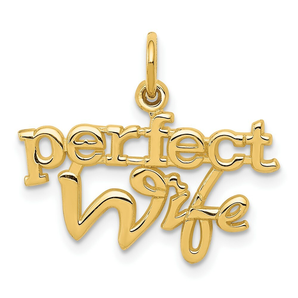 14K Yellow Gold Perfect Wife Charm Pendant