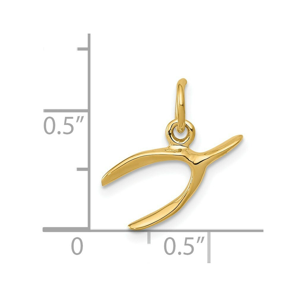 14K Yellow Gold Wishbone Charm Pendant