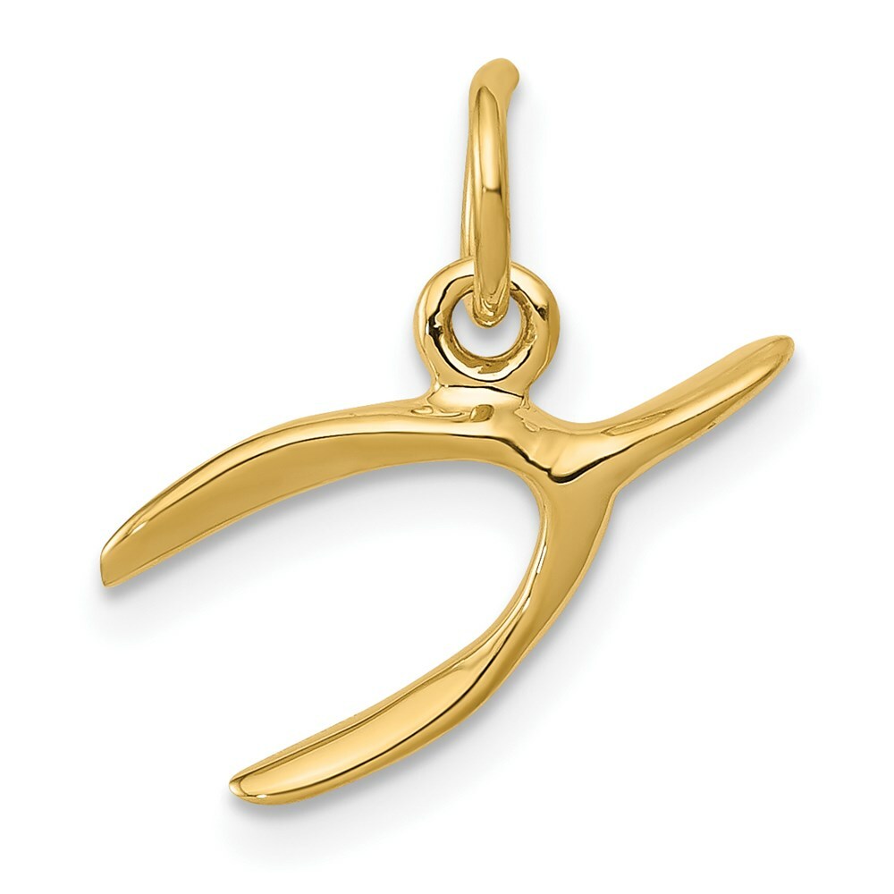 14K Yellow Gold Wishbone Charm Pendant