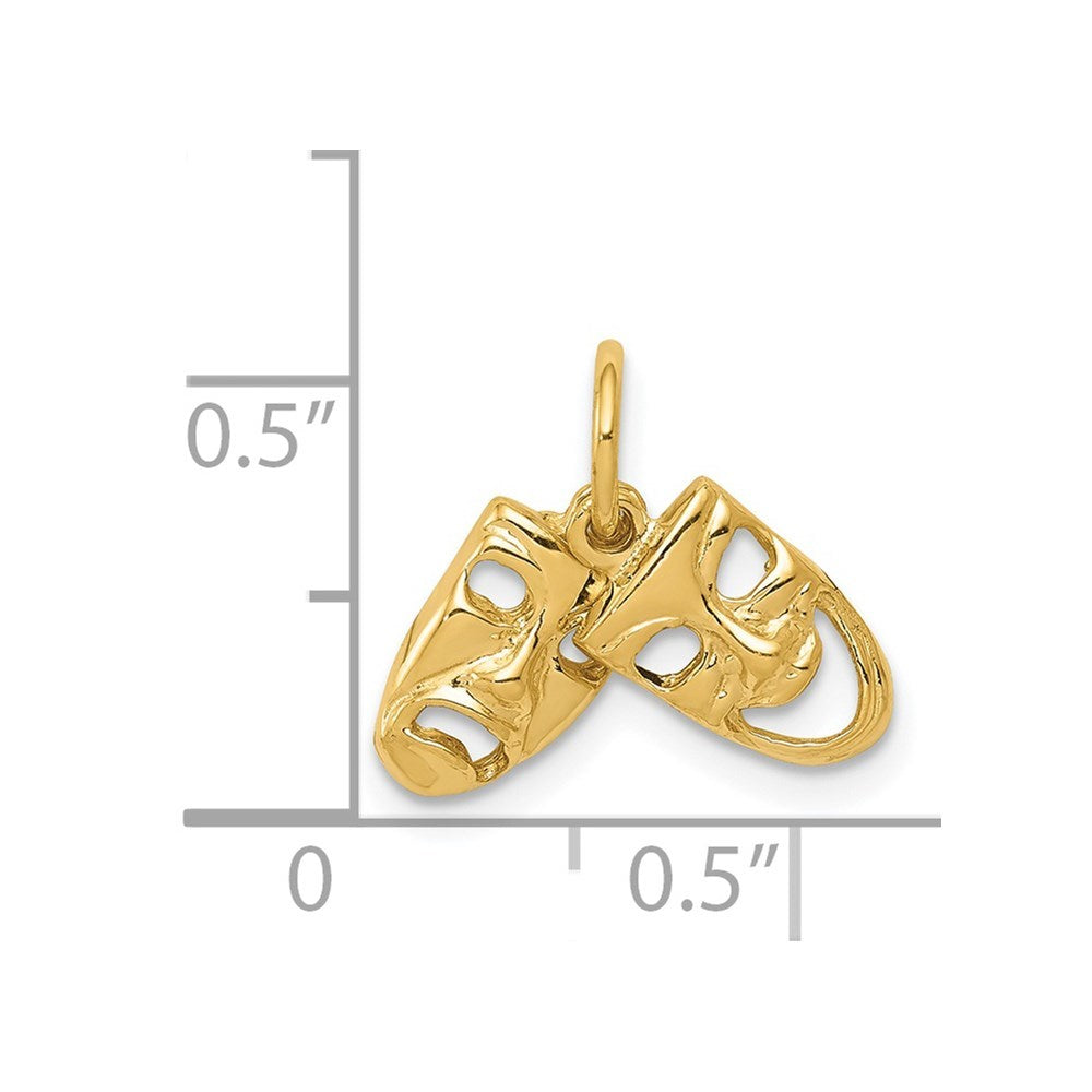 14K Yellow Gold Comedy/Tragedy Charm Pendant