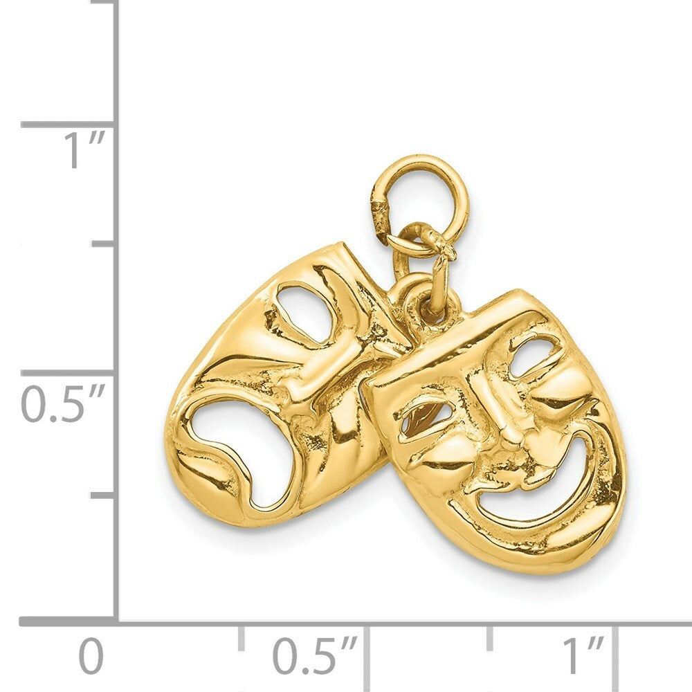 14K Yellow Gold Comedy Tragedy Charm Pendant