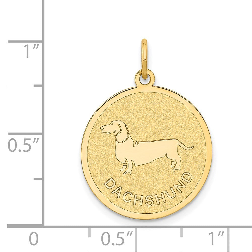14K Yellow Gold Dachshund Disc Charm Pendant