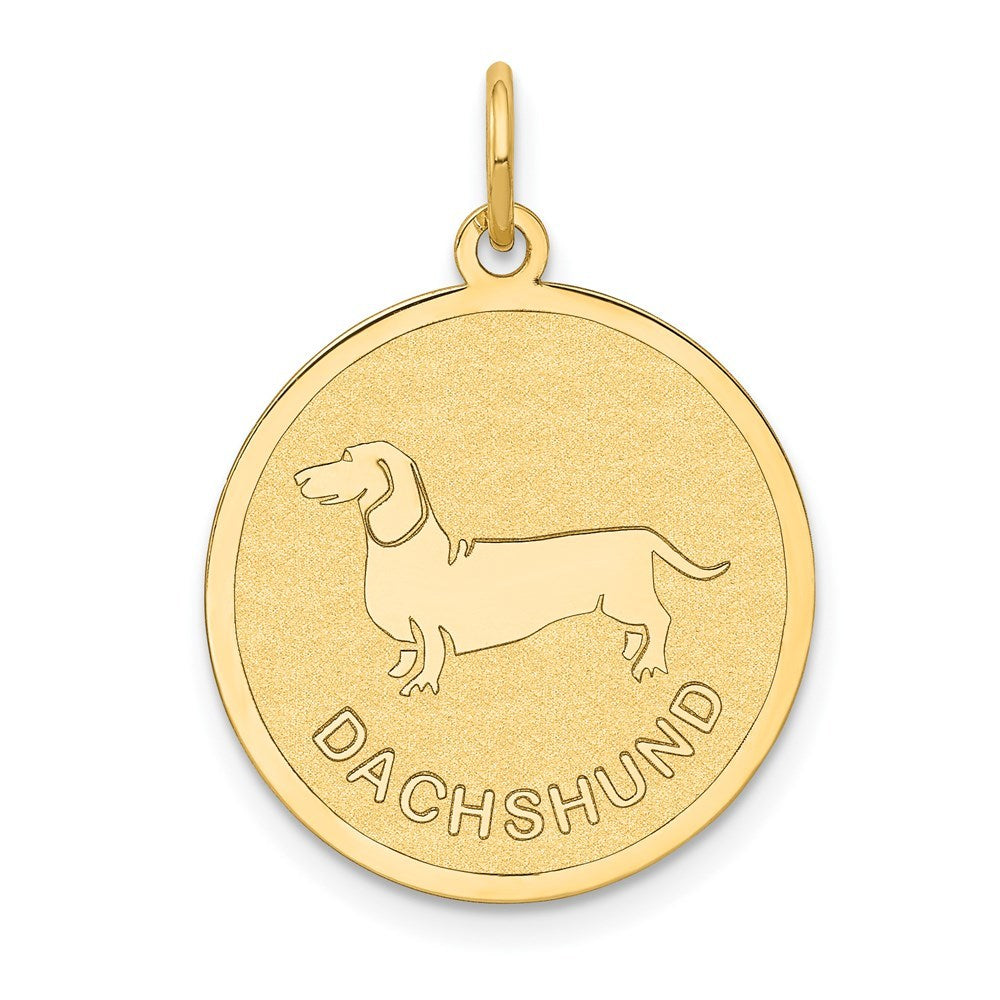 14K Yellow Gold Dachshund Disc Charm Pendant