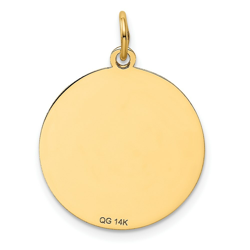 14K Yellow Gold Poodle Disc Charm Pendant