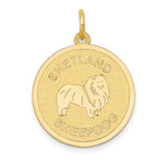 Load image into Gallery viewer, 14K Yellow Gold Shetland Sheepdog Disc Charm Pendant
