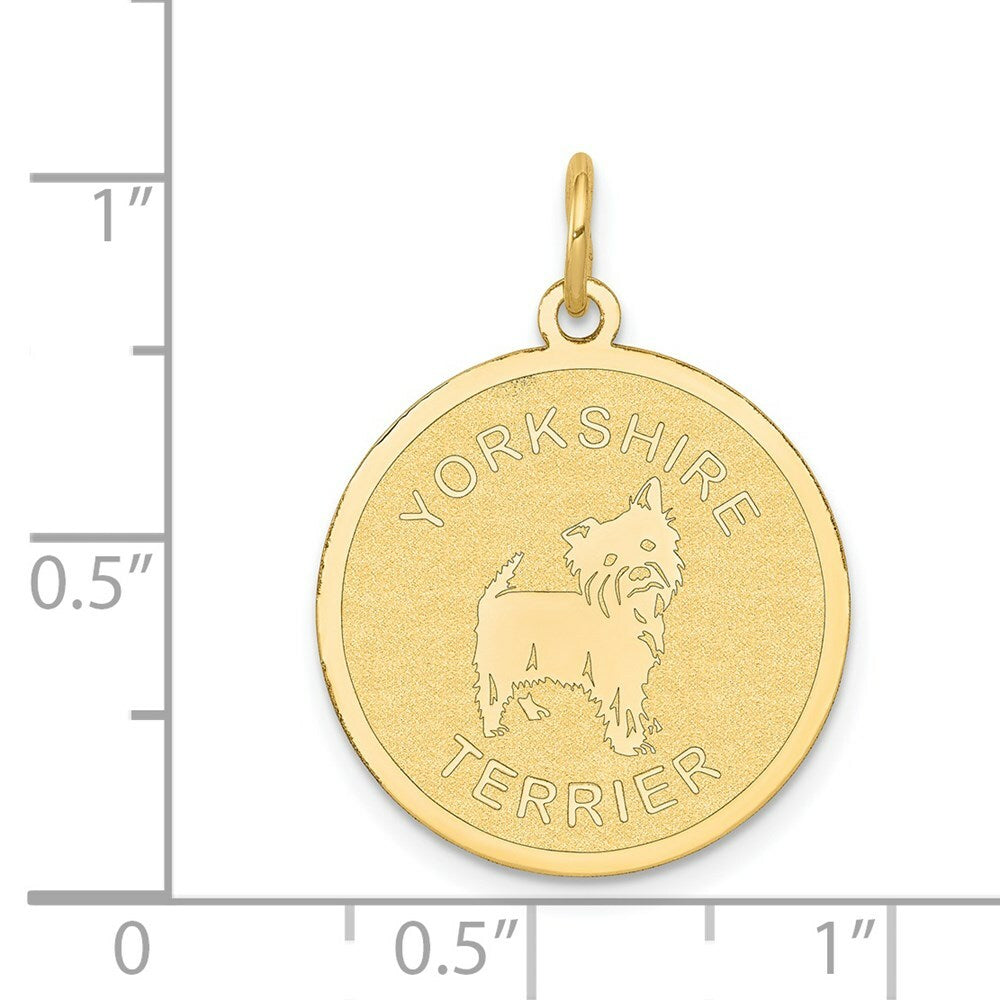 14K Yellow Gold Yorkshire Terrier Disc Charm Pendant