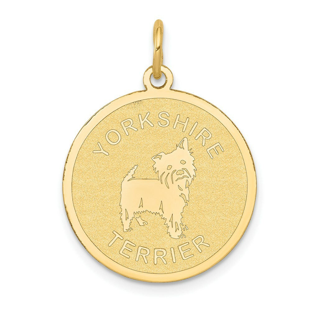 14K Yellow Gold Yorkshire Terrier Disc Charm Pendant