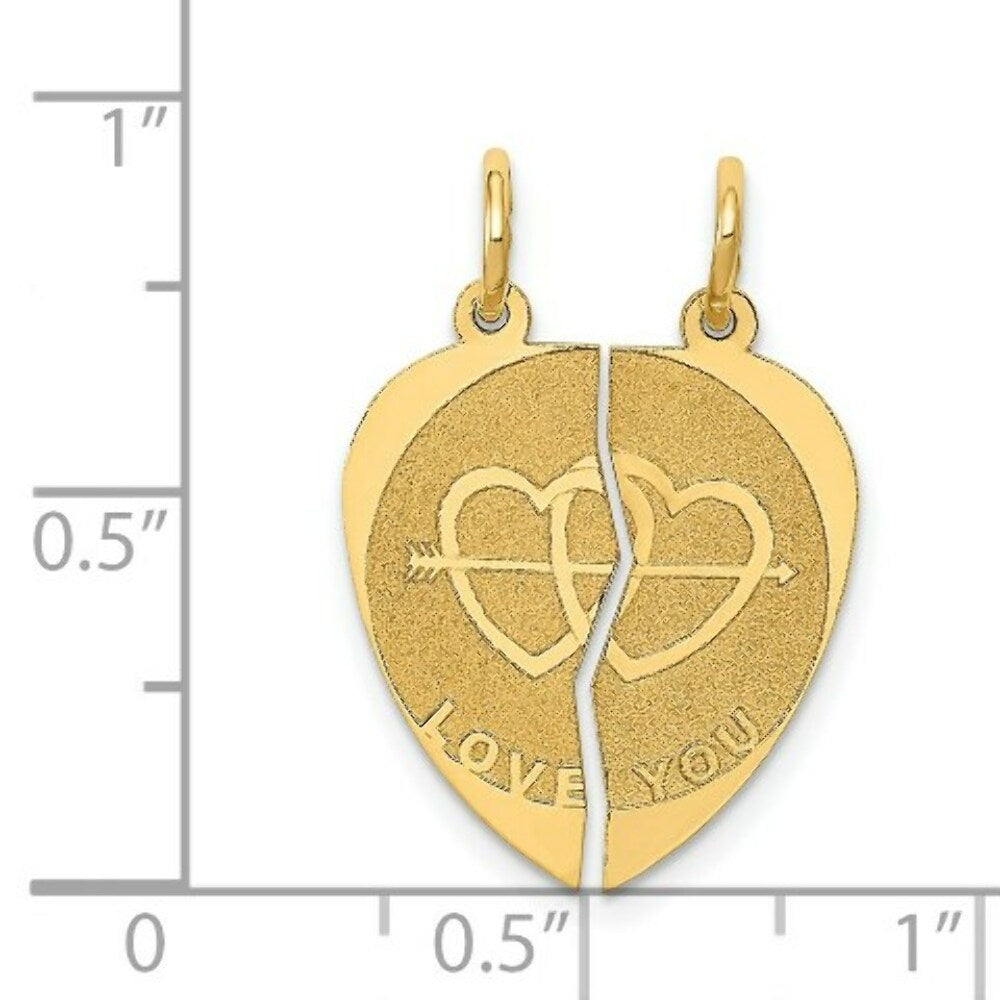 14K Yellow Gold Break-apart I Love You Charm Pendant