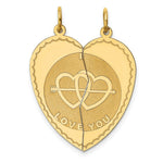 Load image into Gallery viewer, 14K Yellow Gold Break-apart I Love You Charm Pendant
