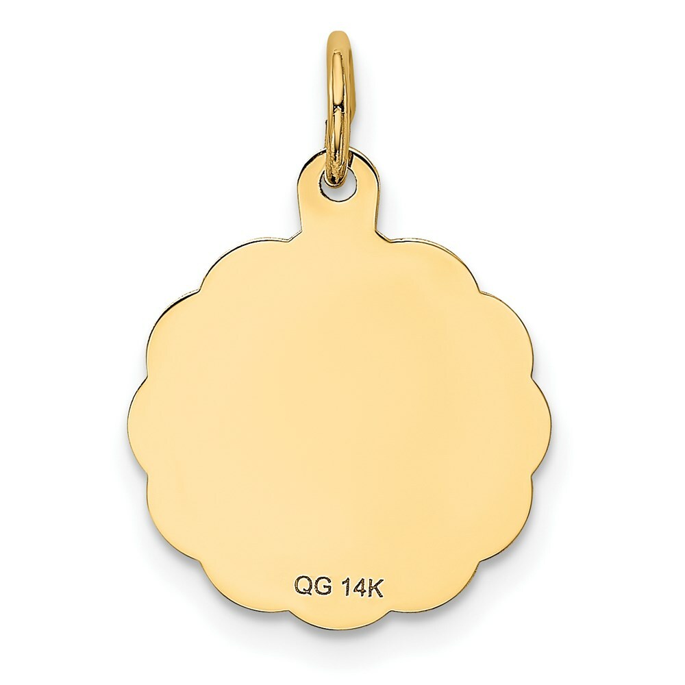 14K Yellow Gold Love Birds Disc Charm Pendant