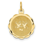 Load image into Gallery viewer, 14K Yellow Gold Love Birds Disc Charm Pendant
