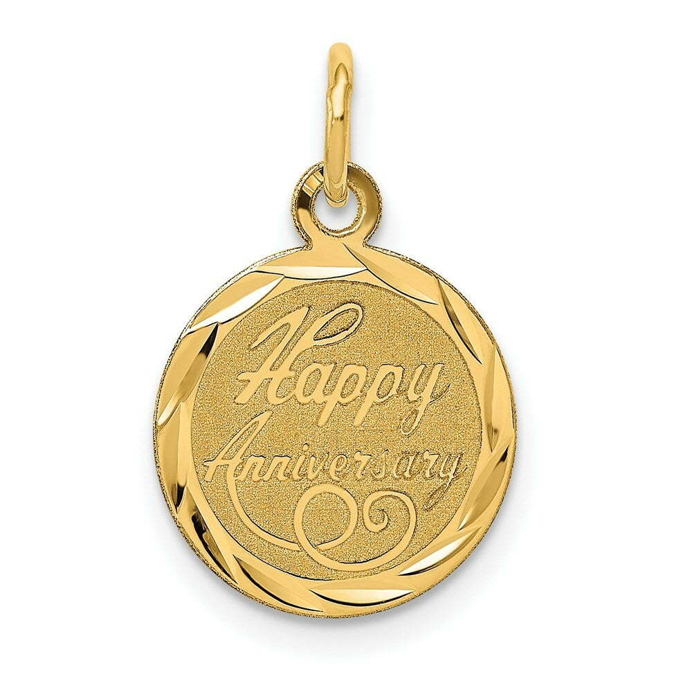 14K Yellow Gold Happy Anniversary Charm Pendant
