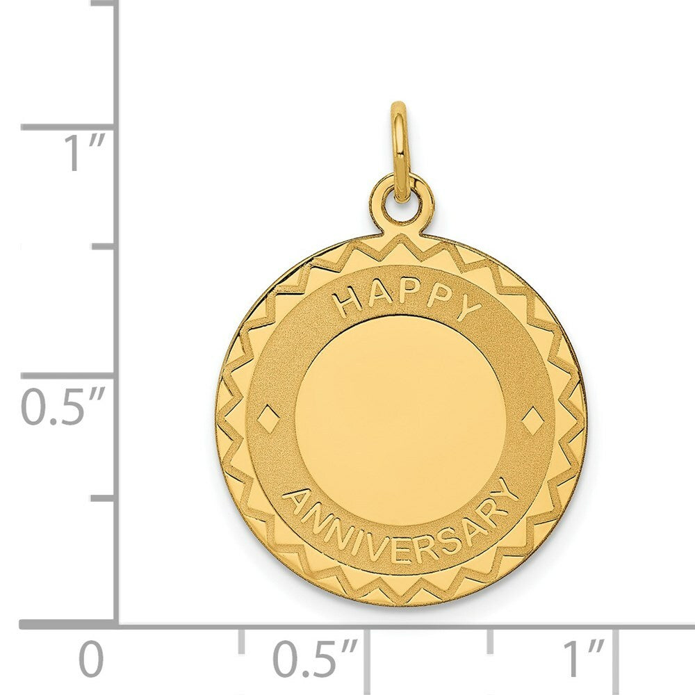 14K Yellow Gold Happy Anniversary Charm Pendant