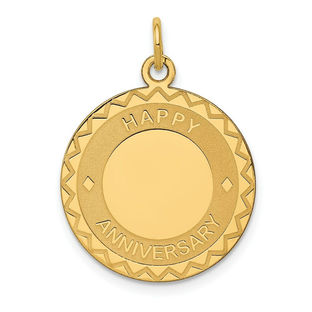 14K Yellow Gold Happy Anniversary Charm Pendant