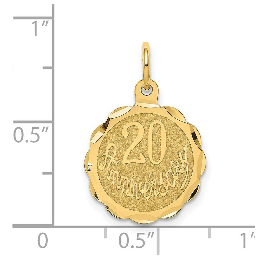 14K Yellow Gold Happy 20th Anniversary Charm Pendant
