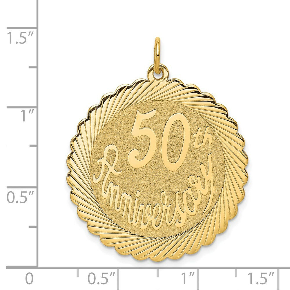 14K Yellow Gold Happy 50th Anniversary Charm Pendant