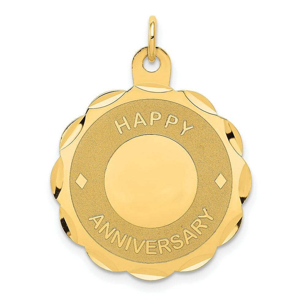 14K Yellow Gold Happy Anniversary Charm Pendant