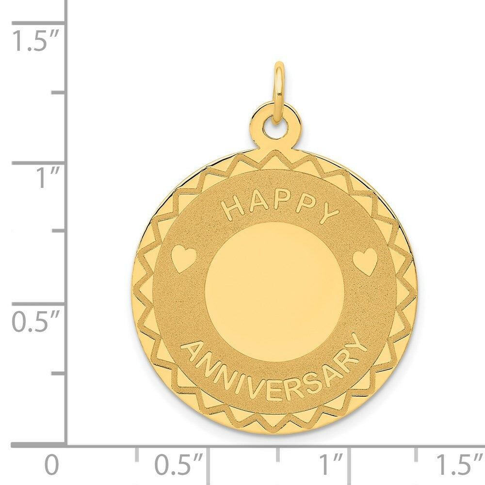 14K Yellow Gold Happy Anniversary Charm Pendant