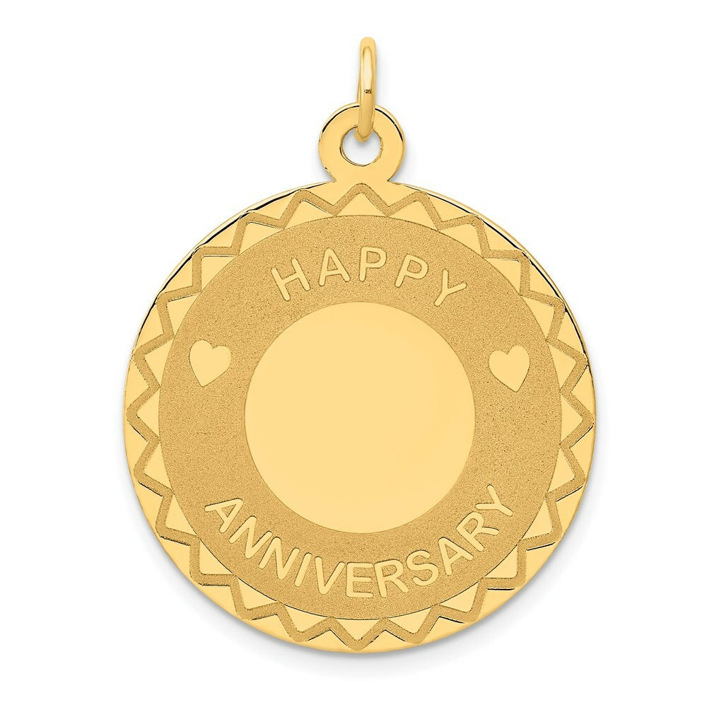 14K Yellow Gold Happy Anniversary Charm Pendant