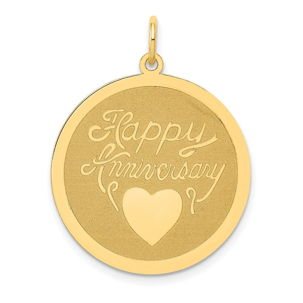 14K Yellow Gold Happy Anniversary Charm Pendant