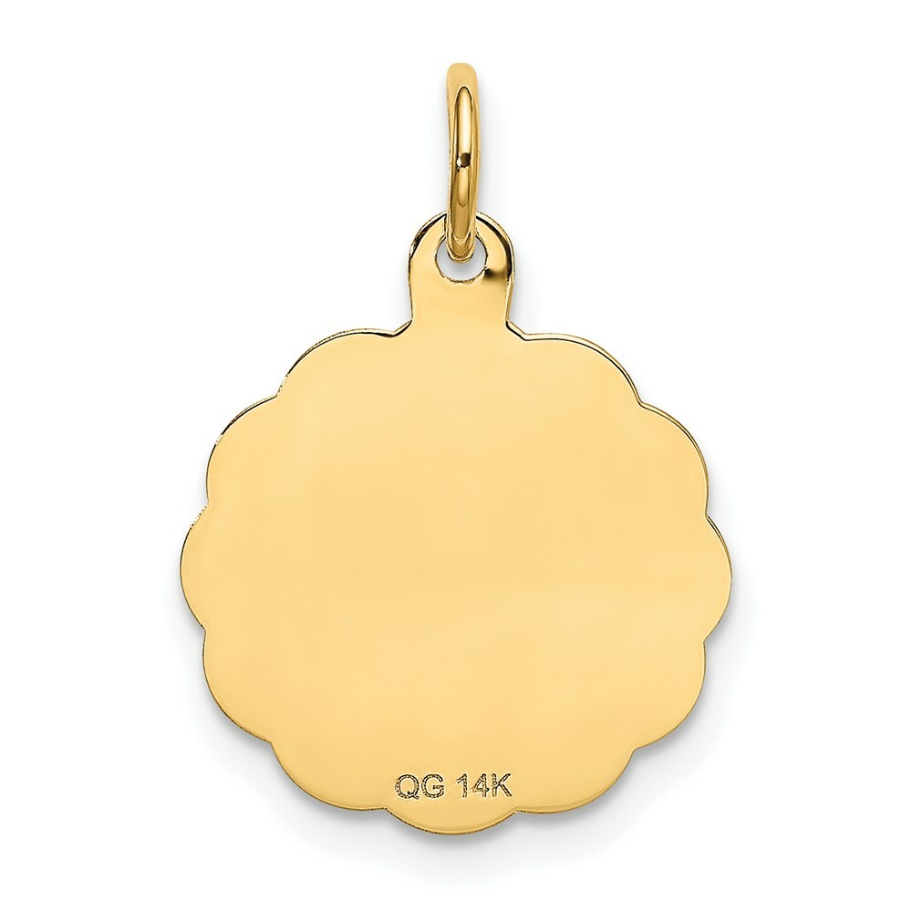 14K Yellow Gold Polished Its a Boy Scalloped Disc Charm Pendant