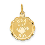 Load image into Gallery viewer, 14K Yellow Gold Polished Its a Boy Scalloped Disc Charm Pendant
