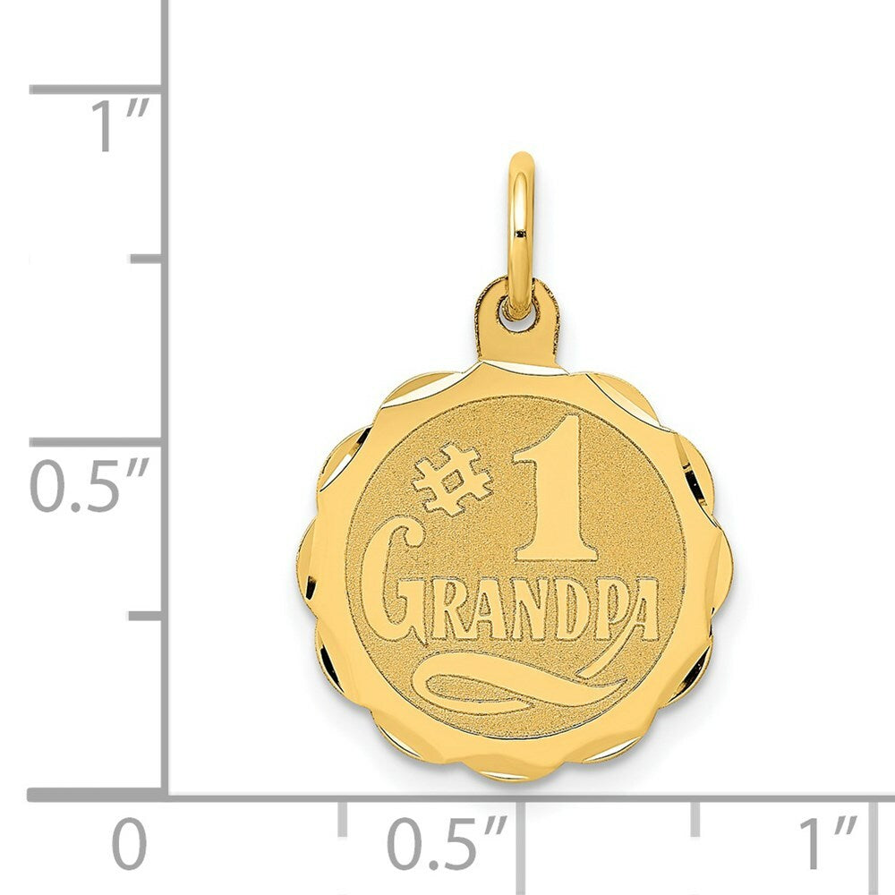 14K Yellow Gold #1 Grandpa Disc Charm Pendant