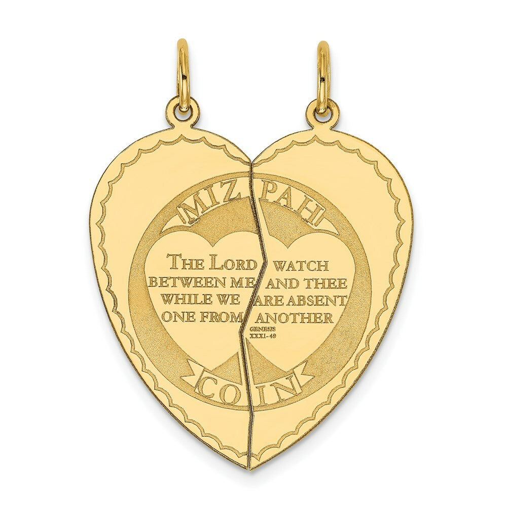 14K Yellow Gold Mizpah Charm Pendant