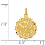 Load image into Gallery viewer, 14K Yellow Gold Special Sister Charm Pendant
