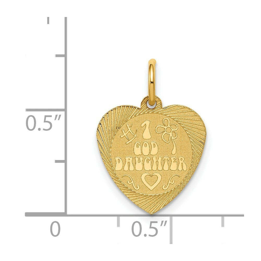 14K Yellow Gold #1 Goddaughter Heart Disc Charm Pendant