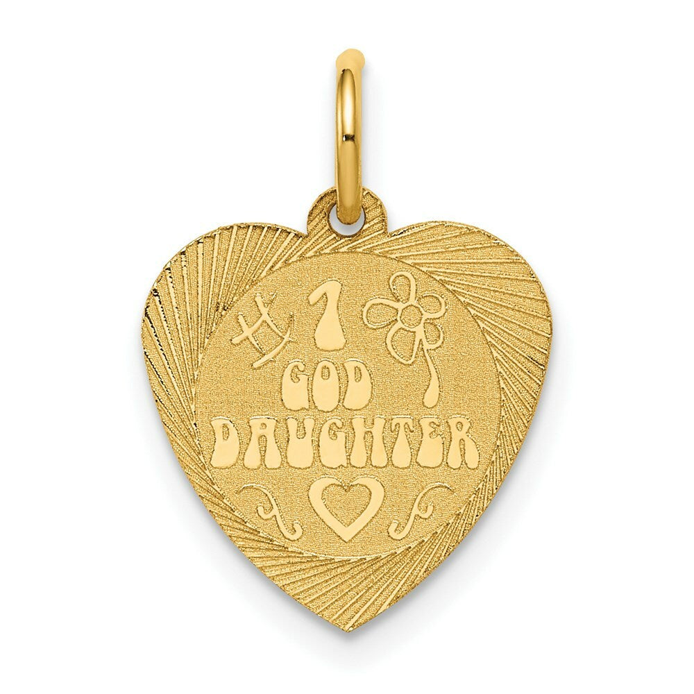 14K Yellow Gold #1 Goddaughter Heart Disc Charm Pendant