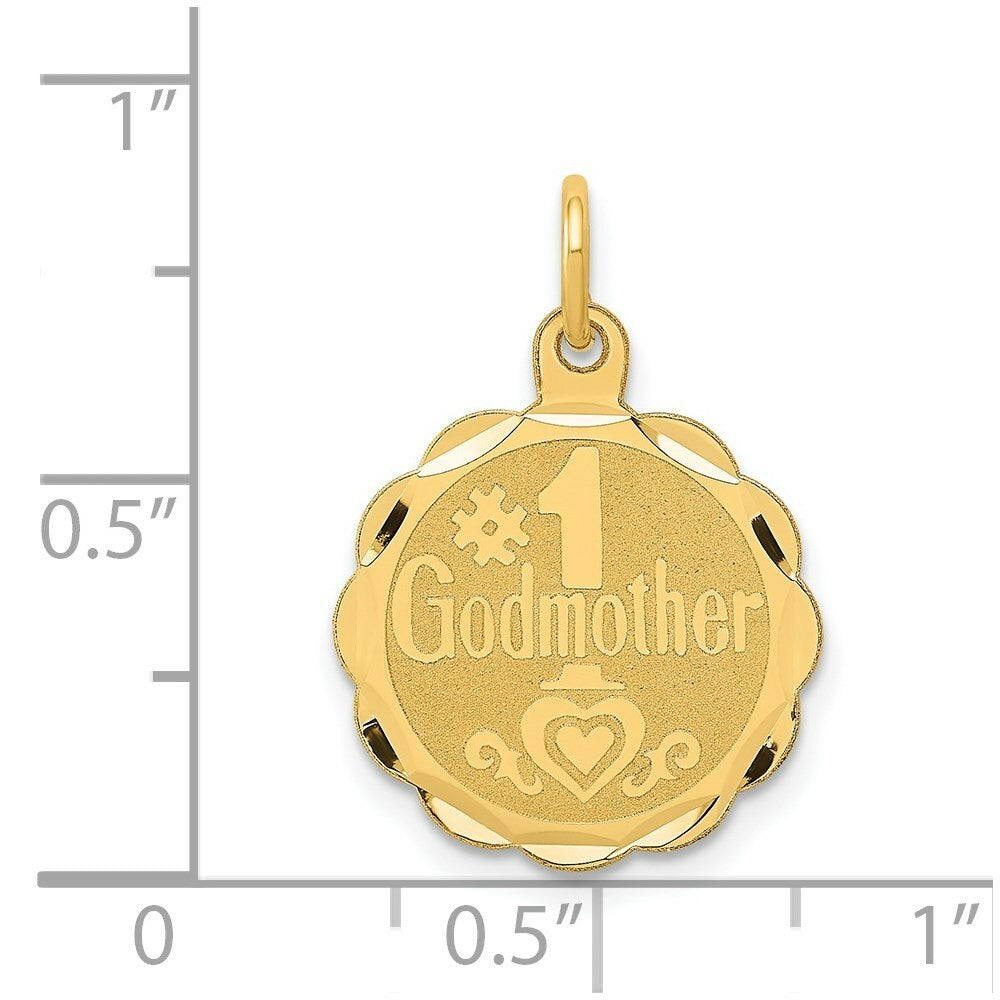 14K Yellow Gold #1 Godmother Charm Pendant