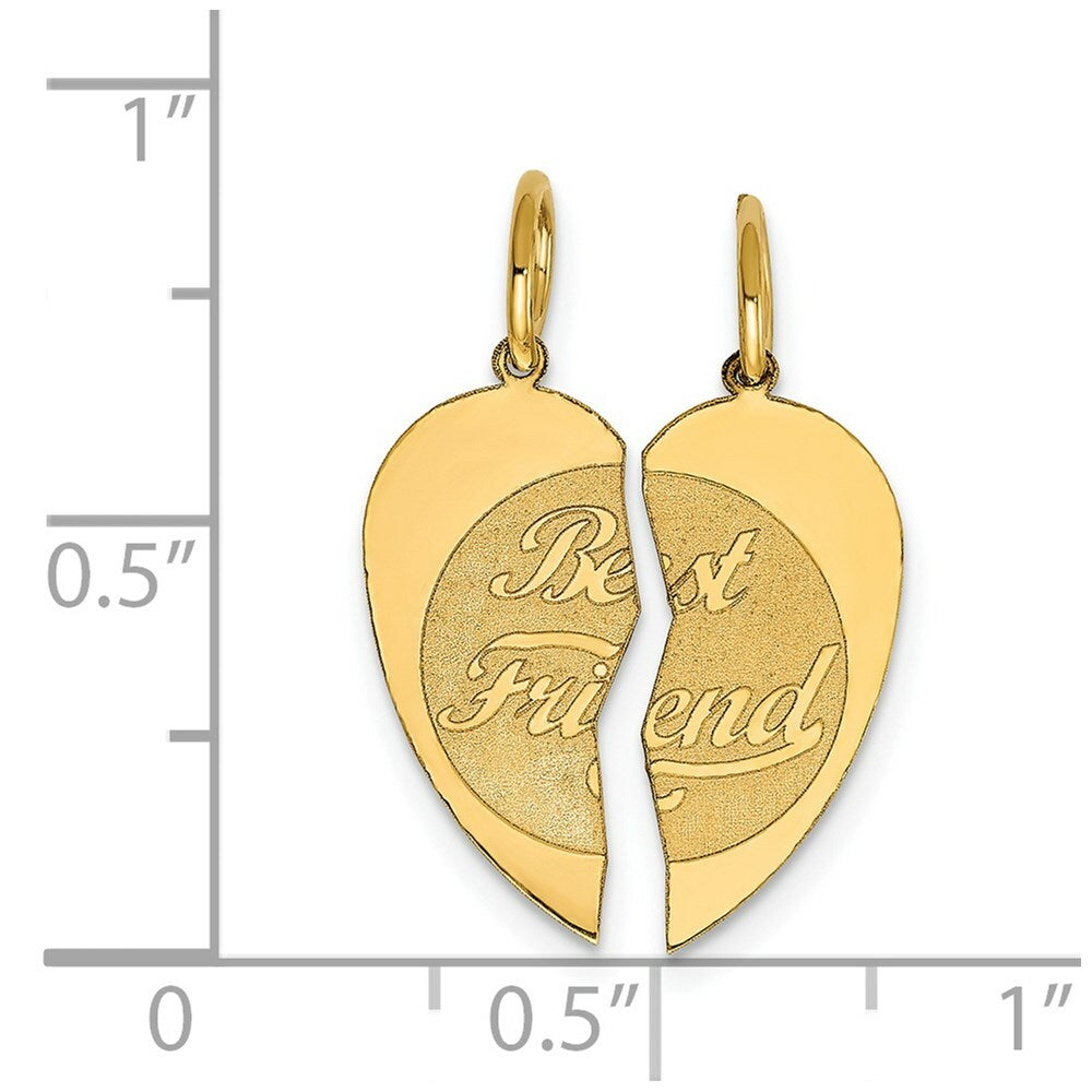 14K Yellow Gold 2 Piece Best Friend Charm Pendant