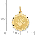 Load image into Gallery viewer, 14K Yellow Gold Polished Its a Girl Scalloped Disc Charm
