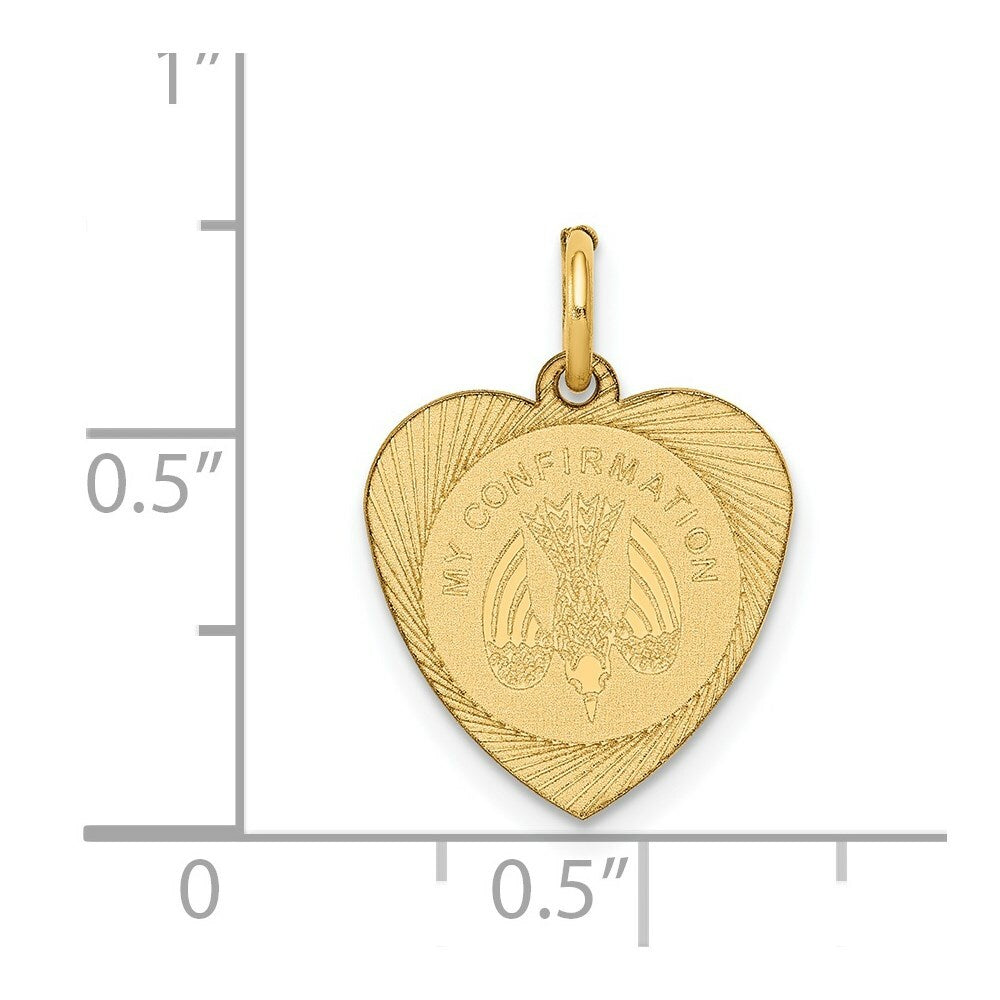 14K Yellow Gold My Confirmation Heart Disc Charm Pendant
