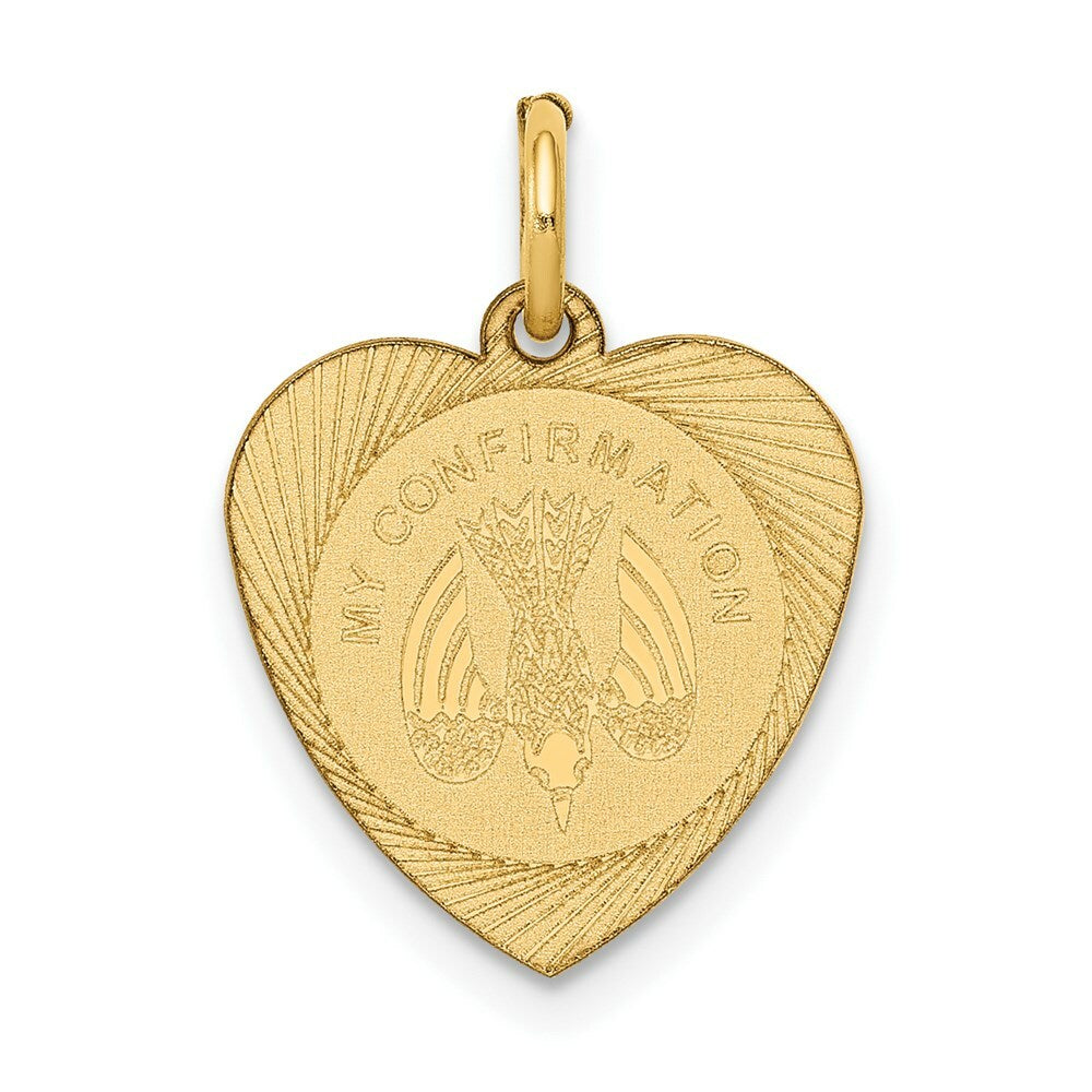 14K Yellow Gold My Confirmation Heart Disc Charm Pendant