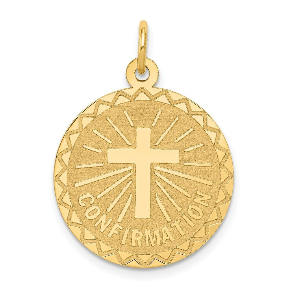 14K Yellow Gold Confirmation Disc Charm Pendant