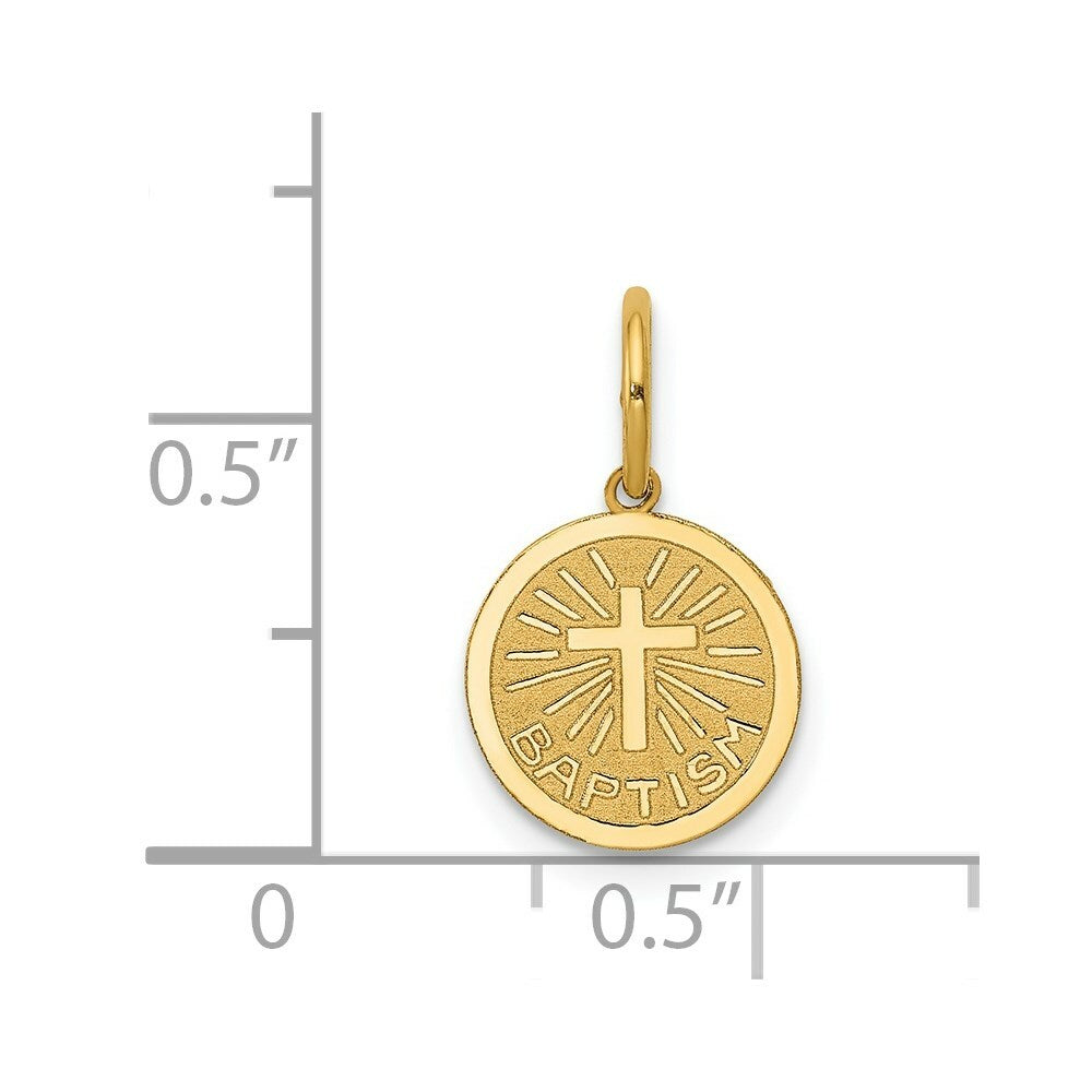 14K Yellow Gold Small Baptism Charm Pendant
