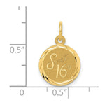Load image into Gallery viewer, 14K Yellow Gold Sweet Sixteen Disc Charm Pendant
