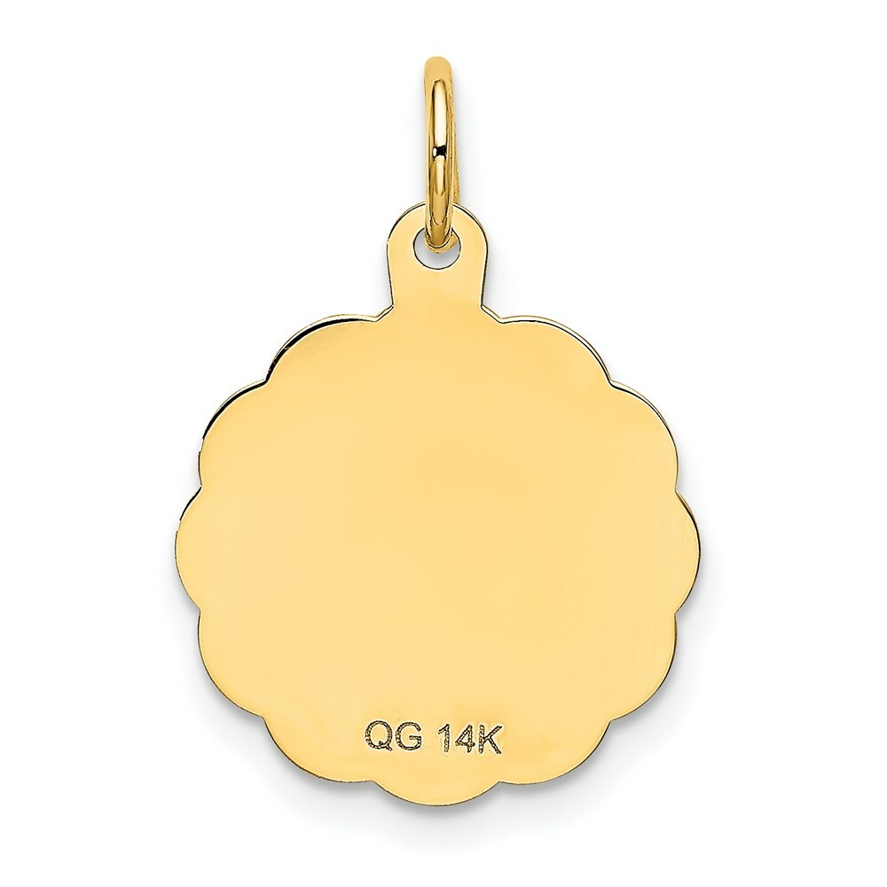 14K Yellow Gold Sweet Sixteen Disc Charm Pendant