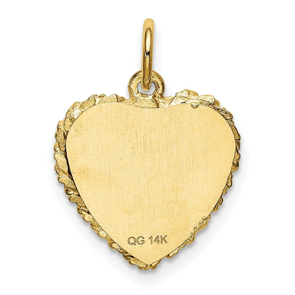 14K Yellow Gold Sweet Sixteen Heart Charm Pendant