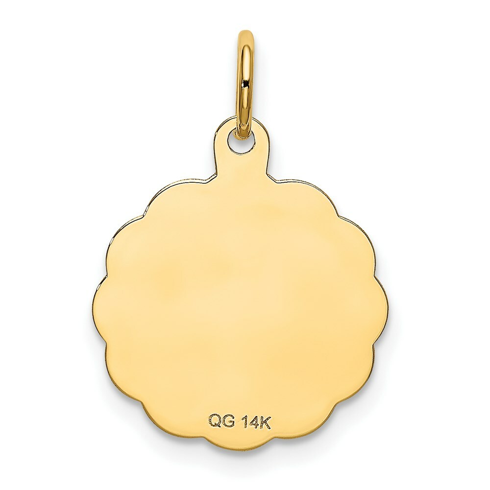 14K Yellow Gold Polished Satin Engraveable Happy Birthday Charm Pendant