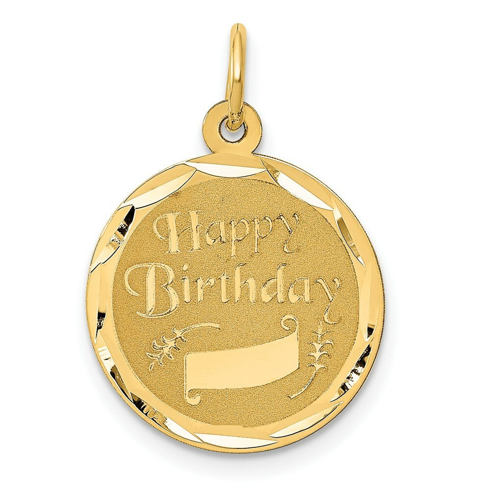 14K Yellow Gold Happy Birthday Charm Pendant